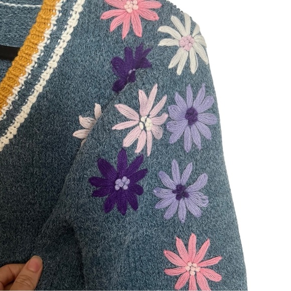 Raga Blue Multicolor Floral Embroidered Cardigan NWT Small - Picture 6 of 12
